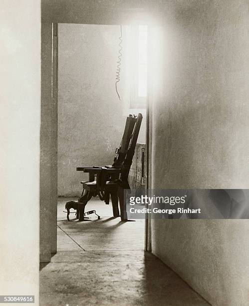 ELECTRIC CHAIR AT SING SING PRISON, OSSINING . UNDATED PHOTOGRAPH.