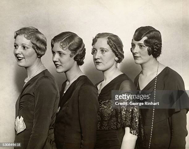 The latest idea for the fashionable woman--a different style hairdress for each season--presented at the Hotel Pennsylvania by the New York Ladies...