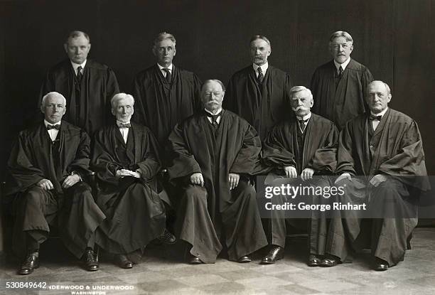 Group portrait of the U.S. Supreme Court with William Howard Taft, twenty-seventh President, as Chief Justice. Seated are: James C. McReynolds,...