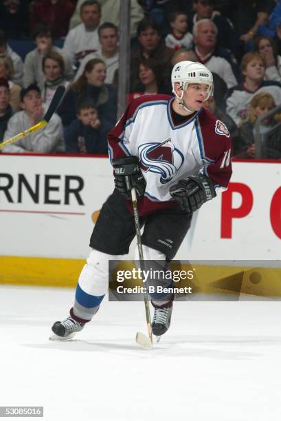 Colorado Avalanche at Columbus Blue Jackets, February 28, 2004 And Player Alex Tanguay.