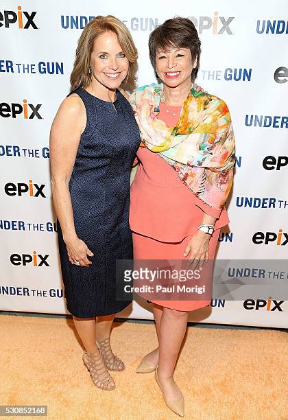 Executive Producer and Narrator Katie Couric and Valerie Jarrett, White House Senior Advisor to U.S. President Barack Obama, attend the UNDER THE GUN...
