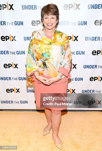 Valerie Jarrett, White House Senior Advisor to U.S. President Barack Obama, attends the UNDER THE GUN DC premiere featuring Katie Couric and Valerie...