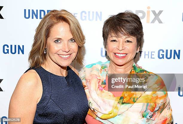 Executive Producer and Narrator Katie Couric and Valerie Jarrett, White House Senior Advisor to U.S. President Barack Obama, attend the UNDER THE GUN...