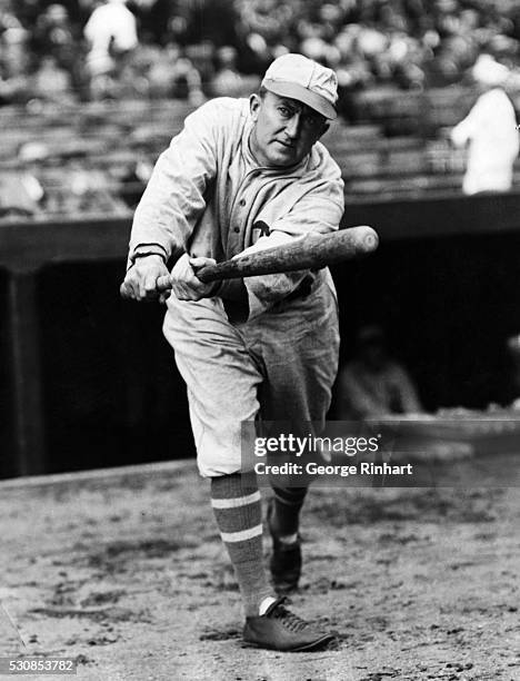 Detroit Tigers outfielder Ty Cobb, "The Georgia Peach" shown getting ready to bat.