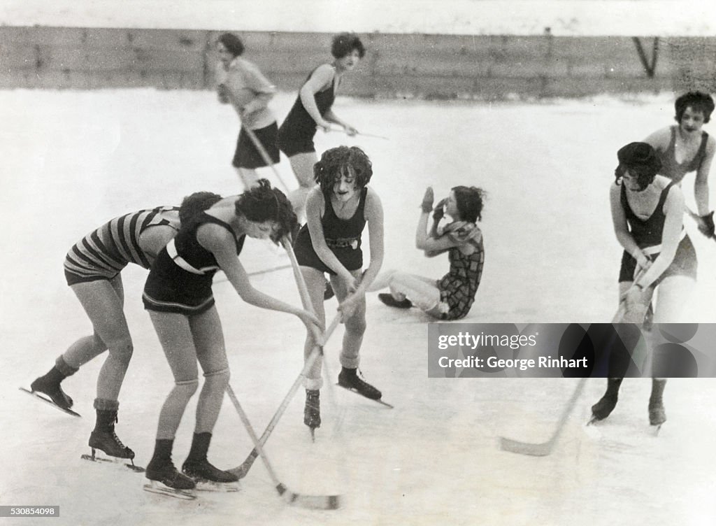 Young Ladies Hockey Group in Action