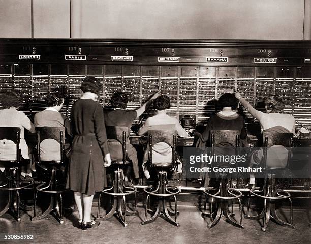 International Telephone Exchange with Switchboard and Operators