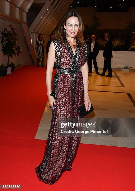 French actress Elsa Zylberstein attends the opening gala dinner during the annual 69th Cannes Film Festival at Palais des Festivals on May 11, 2016...