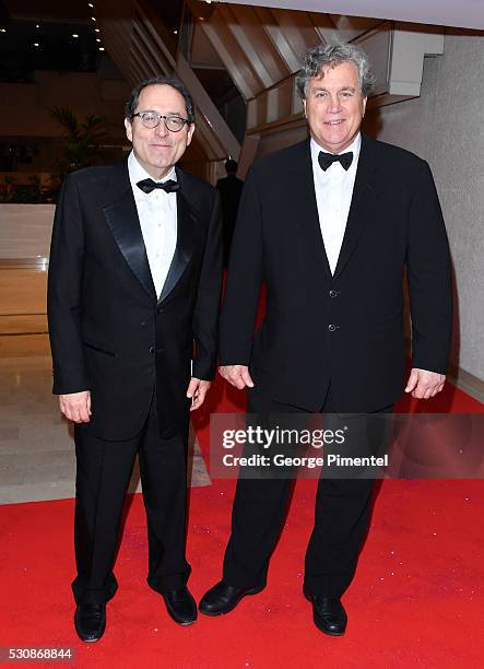 Sony Pictures Classics co-founders Michael Barker and Tom Bernard attend the opening gala dinner during the annual 69th Cannes Film Festival at...