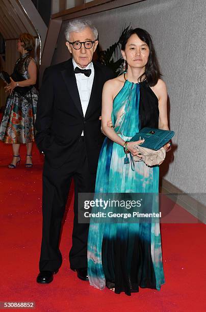 Woody Allen and Soon-Yi Previn attend the opening gala dinner during the annual 69th Cannes Film Festival at Palais des Festivals on May 11, 2016 in...