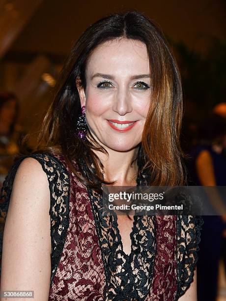 French actress Elsa Zylberstein attends the opening gala dinner during the annual 69th Cannes Film Festival at Palais des Festivals on May 11, 2016...