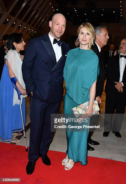 Corey Stoll and Nadia Bowers attends the opening gala dinner during the annual 69th Cannes Film Festival at Palais des Festivals on May 11, 2016 in...