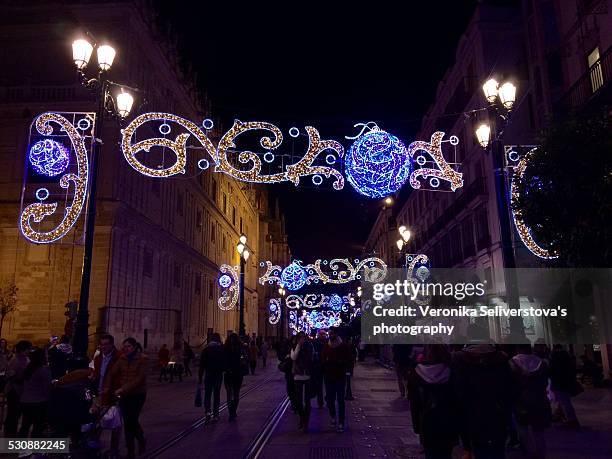 christmas lighting - seville christmas stock pictures, royalty-free photos & images