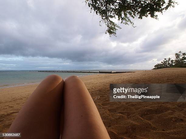 pov - beach knees - the big pineapple stockfoto's en -beelden