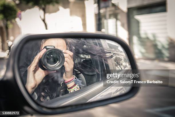 Reflected selfportrait in a rear-view mirror