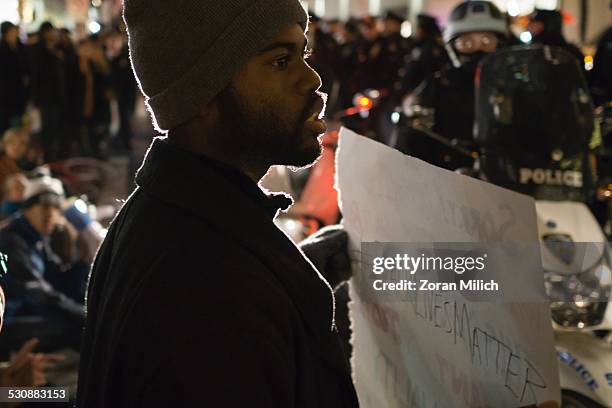 Demonstrators Protest the death of Eric Garner after a grand jury decided not to indict New York Police Officer Daniel Pantaleo in Eric Garner's...