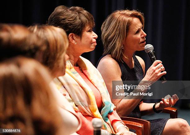 Executive Producer and Narrator Katie Couric speaks at an UNDER THE GUN post-screening panel discussion at the Burke Theater at the U.S. Navy...