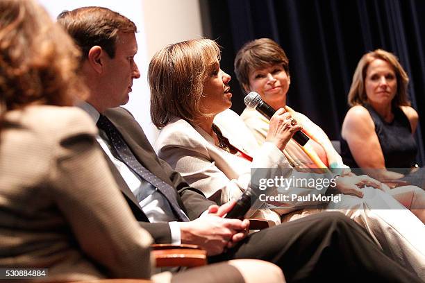 Rep. Robin Kelly speaks at an UNDER THE GUN post-screening panel discussion at the Burke Theater at the U.S. Navy Memorial on May 11, 2016 in...