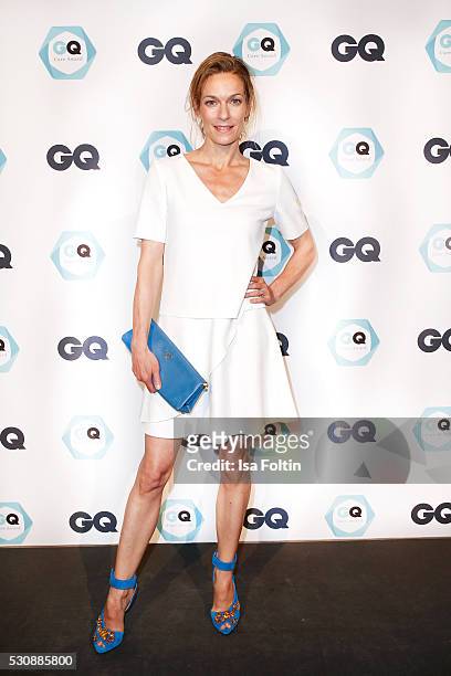 Actress Lisa Martinek, wearing a dress by Hugo Boss and a handbag by Prada attends the GQ Care Award 2016 at The Grand on May 11, 2016 in Berlin,...