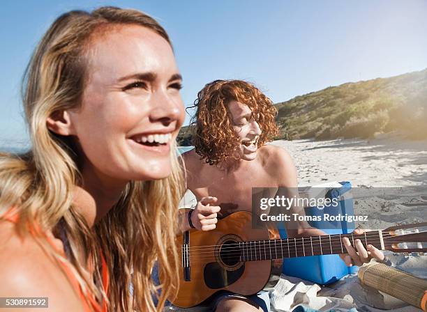 friends at the beach - ginger bush stock pictures, royalty-free photos & images