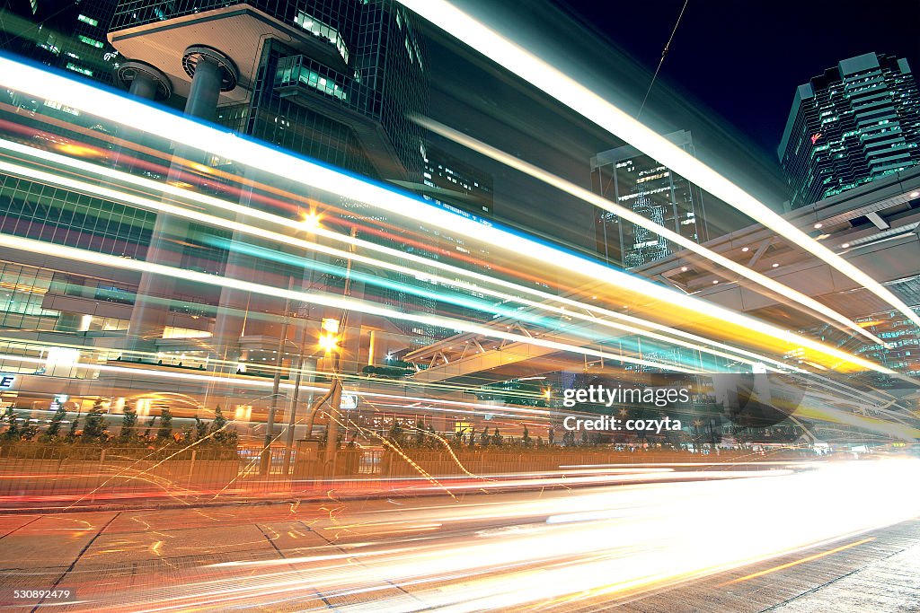 High speed traffic and blurred light trails