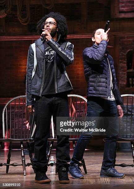 Daveed Diggs and Anthony Ramos speak thirteen hundred students from New York City public schools gathered for a 'Hamilton' matinee performance on...