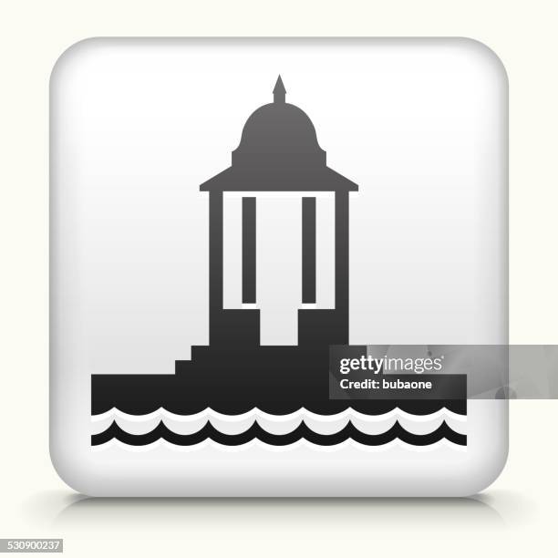 square button with lighthouse - lighthouse icon flat stock illustrations