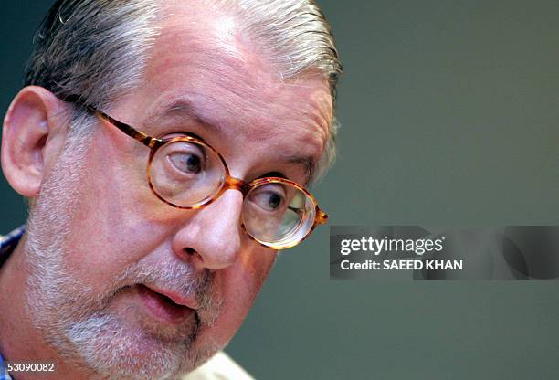 United Nations human rights envoy in Myanmar Paulo Sergio Pinheiro speaks at a press conference at the UN office in Bangkok, 17 June 2005 Pinheiro...