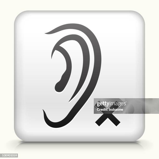 square button with hearing lost - hearing problem stock illustrations