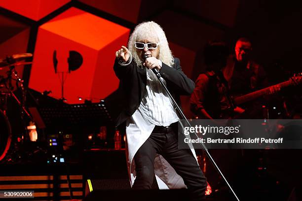 Singer Michel Polnareff performs at AccorHotels Arena Bercy : Day 4 on May 11, 2016 in Paris.