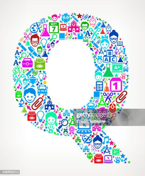 buchstabe q school & bildung lizenzfreie vektorgrafik-muster - buchstabe q stock-grafiken, -clipart, -cartoons und -symbole