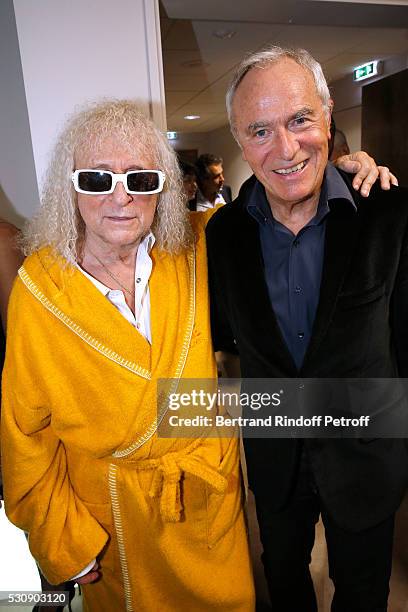 Singer Michel Polnareff and Werner Kuchler attend Michel Polnareff performs at AccorHotels Arena Bercy : Day 4 on May 11, 2016 in Paris.