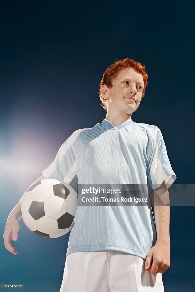 Confident soccer player