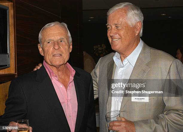 Producer Grant Tinker and producer Allan Burns attend the Writers Guild Foundation unveils their new library with a champagne reception at the...