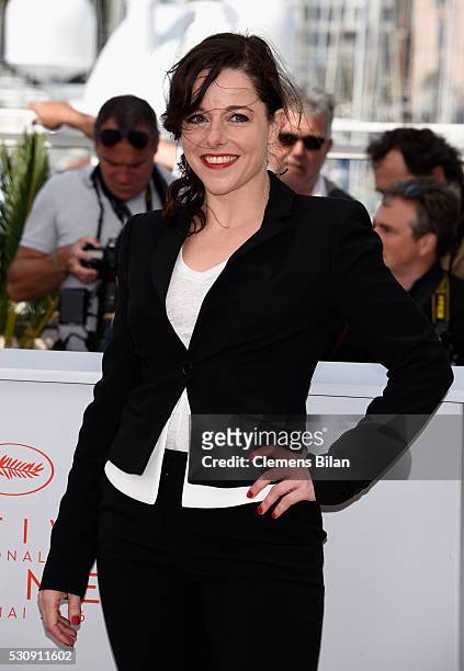 Actress Laure Calamy attends the "Staying Vertical " photocall during the 69th annual Cannes Film Festival at the Palais des Festivals on May 12,...