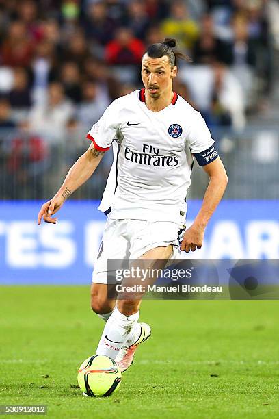 Zlatan Ibrahimovic of Paris SG during the French Ligue 1 match between FC Girondins de Bordeaux and Paris Saint-Germain at Nouveau Stade de Bordeaux...