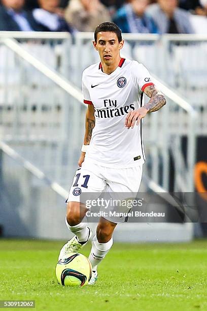 Angel Di Maria of Paris SG during the French Ligue 1 match between FC Girondins de Bordeaux and Paris Saint-Germain at Nouveau Stade de Bordeaux on...