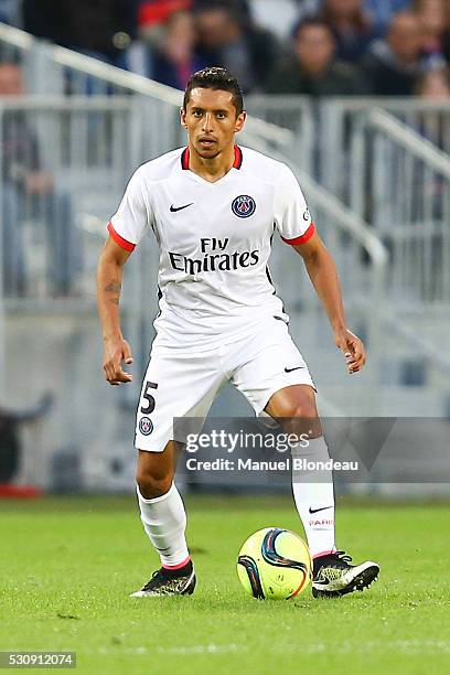 Marquinhos of Paris SG during the French Ligue 1 match between FC Girondins de Bordeaux and Paris Saint-Germain at Nouveau Stade de Bordeaux on May...