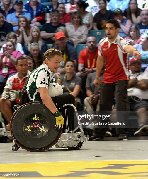 Derek Hough takes part in the Jaguar Landrover Challenge wheelchair rugby match at the Invictus Games Orlando 2016 at ESPN Wide World of Sports on...