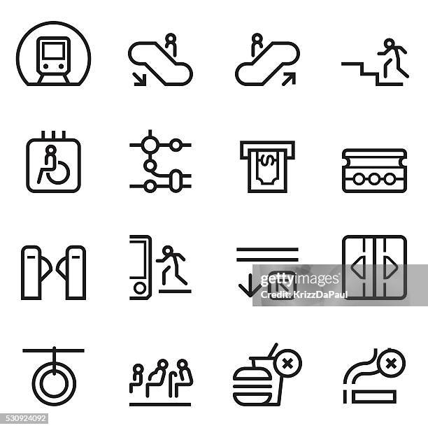 illustrations, cliparts, dessins animés et icônes de fine ligne de métro icônes - transports-publics