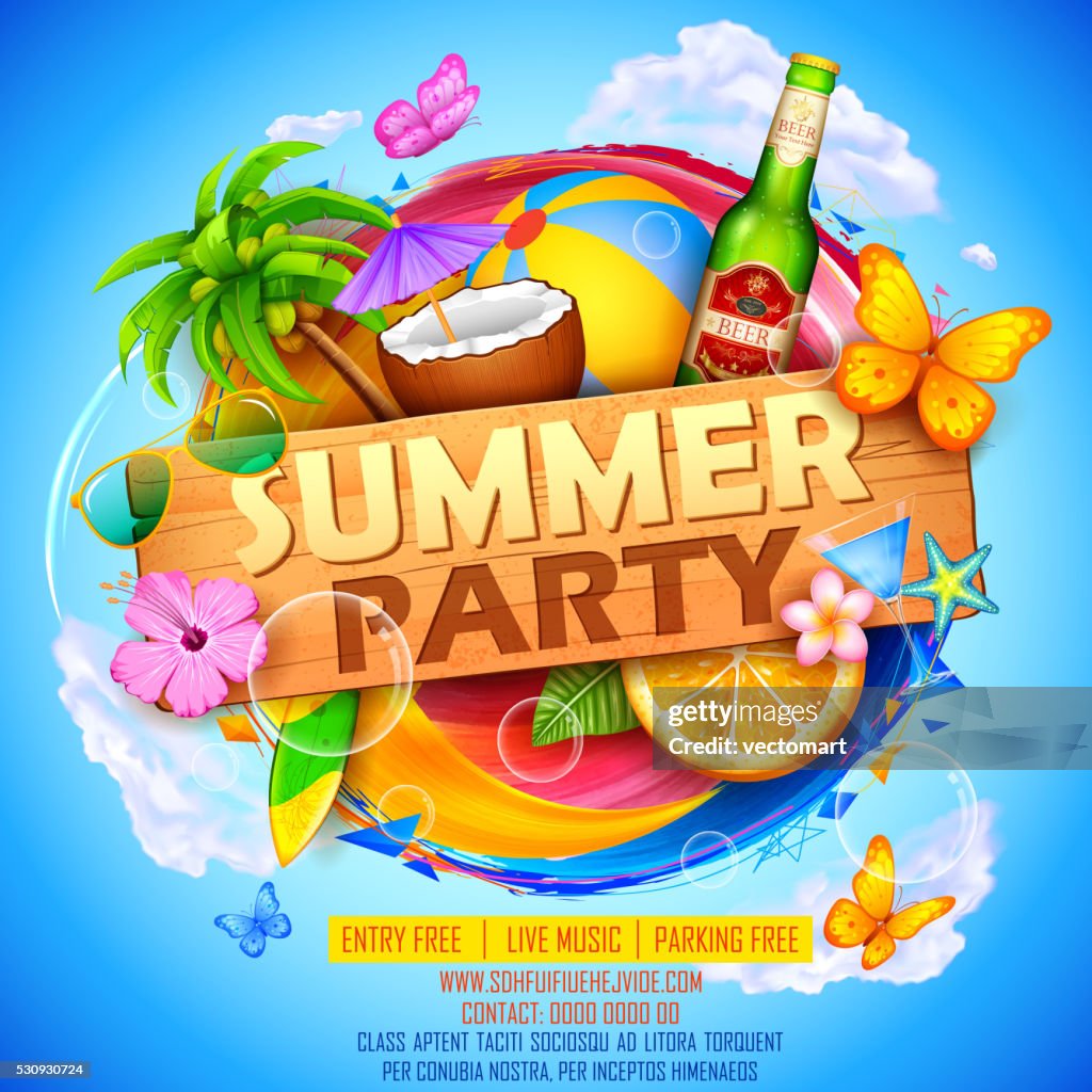 Partyl Design Summer Partyl Poster Design High-Res Vector Graphic - Getty Images