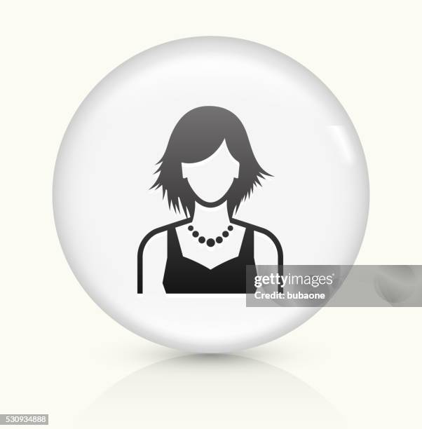 female face icon on white round vector button - reflective vest stock illustrations