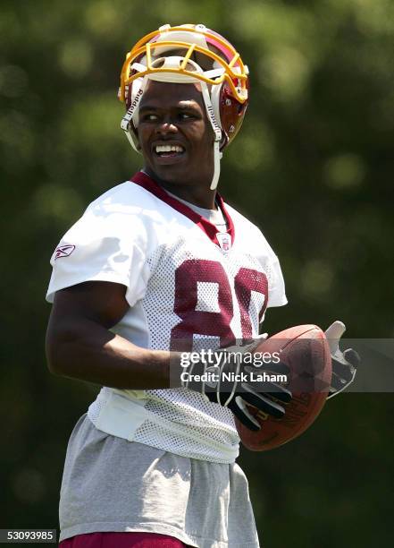 David Patten of the Washington Redskins laughs during the Redskins Mini Camp on June 17, 2005 at Redskins Park in Ashburn, Virginia.