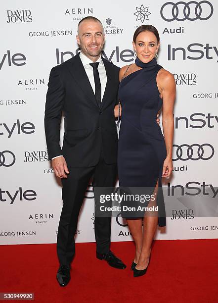 Steve Willis and Michelle Bridges arrive ahead InStyle and Audi Women of Style Awards at The Star on May 12, 2016 in Sydney, Australia.