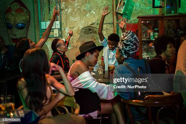 Night karaoke in the most popular bar in Windhoek, Namibia, on May 11, 2016.