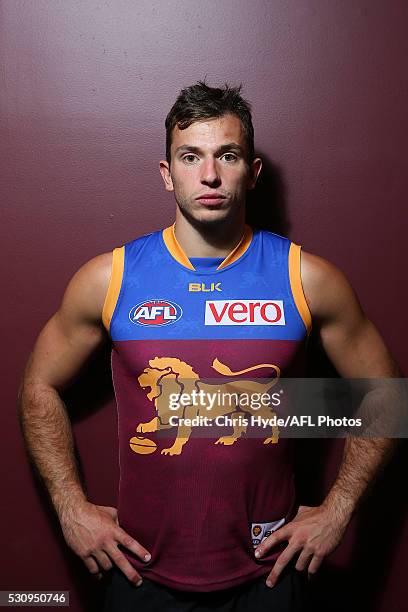 Jackson Paine poses during a Brisbane Lions AFL portrait shoot at The Gabba on May 12, 2016 in Brisbane, Australia.