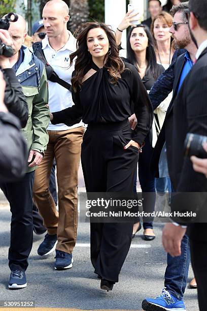 Eva Longoria seen leaving Hotel Martinez on May 12, 2016 in Cannes, France .