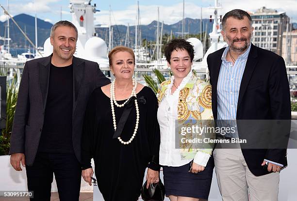 Actor Mimi Branescu, actress Dana Dogaru, producer Anca Puiu and director Cristi Puiu attends the "Sieranevada" photocall during the 69th annual...