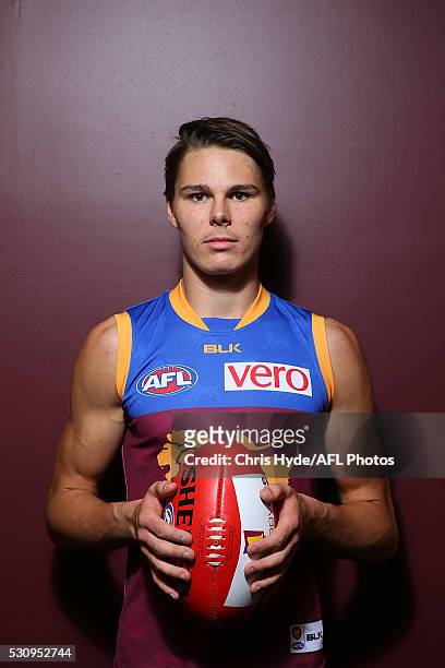 Eric Hipwood poses during a Brisbane Lions AFL portrait shoot at The Gabba on May 12, 2016 in Brisbane, Australia.