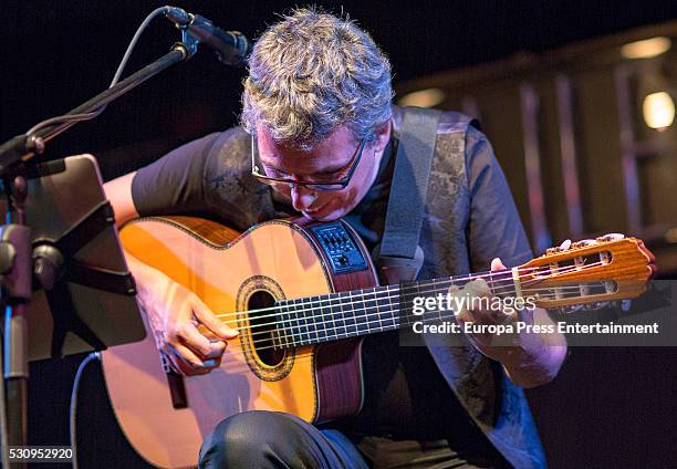 Pedro Guerra performs in concert at Sala Galileo Galiley on May 11, 2016 in Madrid, .