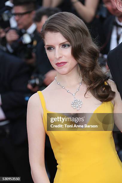 Anna Kendrick attends the screening of "Cafe Society" at the opening gala of the annual 69th Cannes Film Festival at Palais des Festivals on May 11,...